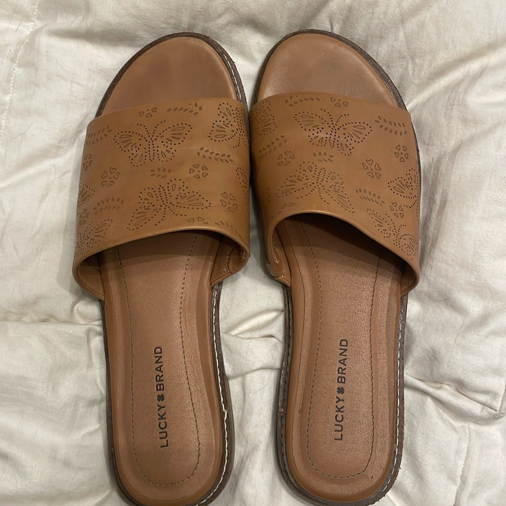 Lucky Brand leather slides